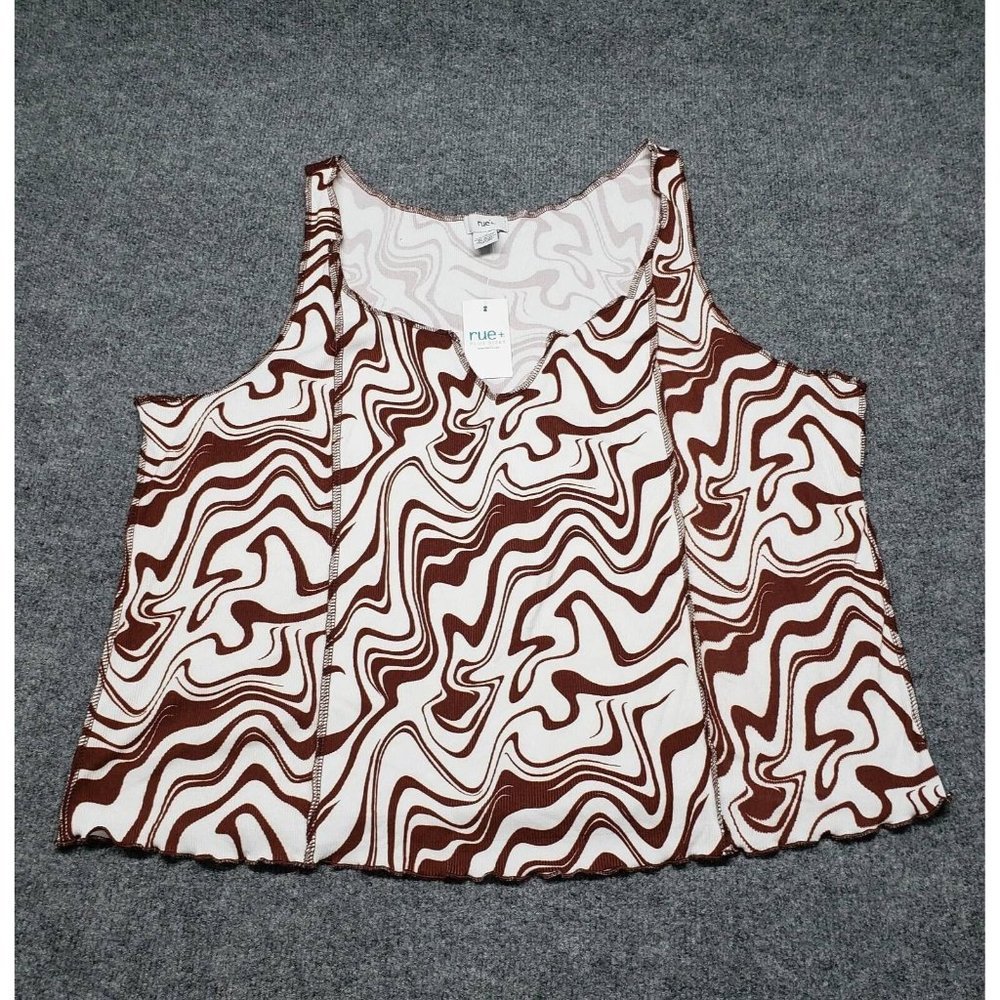 Rue21+ Womens Tank Top Multicolor Abstract Sleeveless V Neck Stretch Plus 4X New
